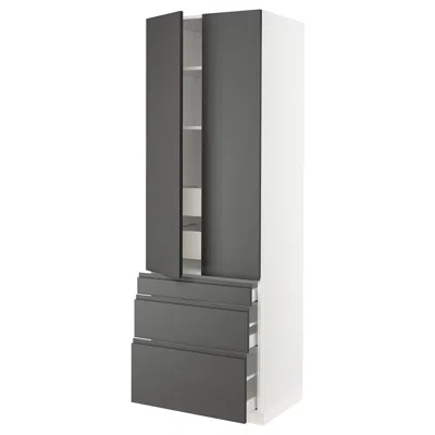 Ikea Sektion High Cabinet With 2 Doors/3 Fronts/5 Drawers, White/voxtorp Dark Gray, 30x24x90 "