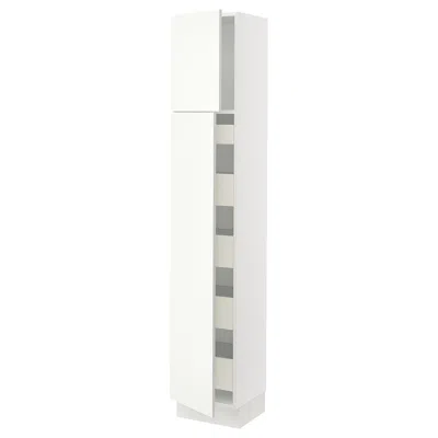Ikea Sektion High Cabinet With 2 Doors/shelves/5 Drawers, White/vallstena White, 15x15x80 "
