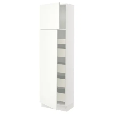 Ikea Sektion High Cabinet With 2 Doors/shelves/5 Drawers, White/vallstena White, 24x15x80 "