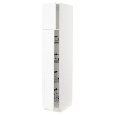 Ikea Sektion High Cabinet With Door/wire Baskets, White Enköping/white Wood Effect, 15x24x80 "