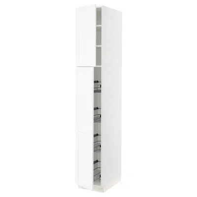 Ikea Sektion High Cabinet With Door/wire Baskets, White Enköping/white Wood Effect, 15x24x90 "