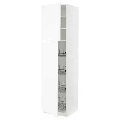 Ikea Sektion High Cabinet With Door/wire Baskets, White Enköping/white Wood Effect, 24x24x90 " In Multi