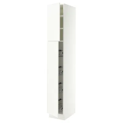Ikea Sektion High Cabinet With Door/wire Baskets, White/aspudden Matte White, 15x24x90 "