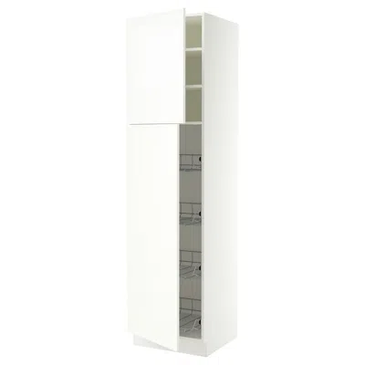 Ikea Sektion High Cabinet With Door/wire Baskets, White/aspudden Matte White, 24x24x90 "