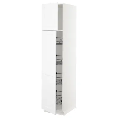 Ikea Sektion High Cabinet With Door/wire Baskets, White/axstad Matte White, 18x24x80 "