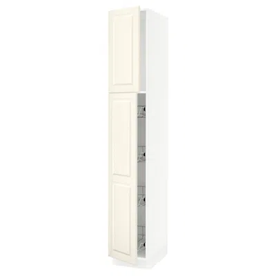 Ikea Sektion High Cabinet With Door/wire Baskets, White/bodbyn Off-white, 15x24x90 "