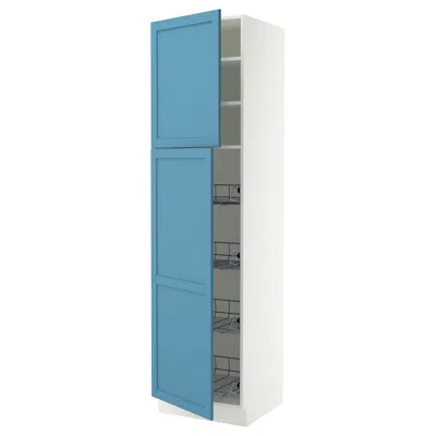 Ikea Sektion High Cabinet With Door/wire Baskets, White/lerhyttan Blue, 24x24x90 "