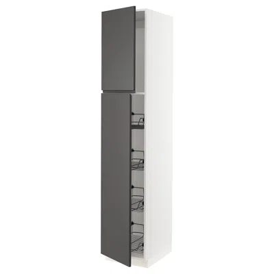 Ikea Sektion High Cabinet With Door/wire Baskets, White/voxtorp Dark Gray, 18x24x90 "