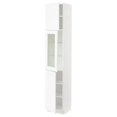Ikea Sektion High Cabinet With Glass Door/2 Doors, White Enköping/white Wood Effect, 15x15x80 "