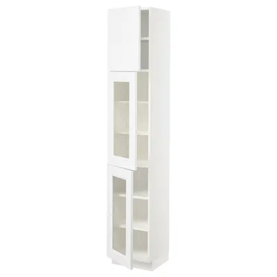 Ikea Sektion High Cabinet With Glass Door/2 Doors, White/axstad Matte White, 15x15x80 "