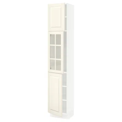 Ikea Sektion High Cabinet With Glass Door/2 Doors, White/bodbyn Off-white, 15x15x80 "