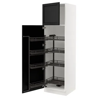 Ikea Sektion High Cabinet With Pull-out Pantry, White/lerhyttan Black Stained, 24x24x80 "