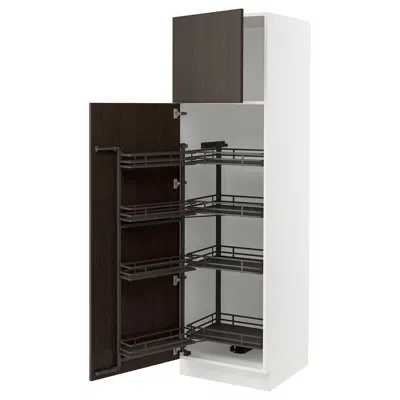 Ikea Sektion High Cabinet With Pull-out Pantry, White/sinarp Brown, 24x24x80 "