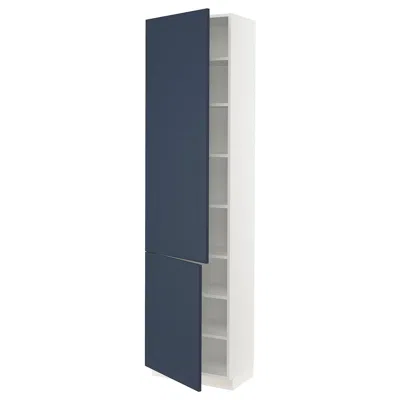 Ikea Sektion High Cabinet With Shelves/2 Doors, White Axstad/matte Blue, 24x15x90 "
