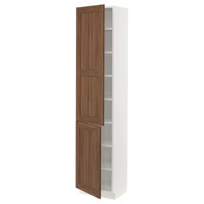 Ikea Sektion High Cabinet With Shelves/2 Doors, White Enköping/brown Walnut Effect, 18x15x80 "