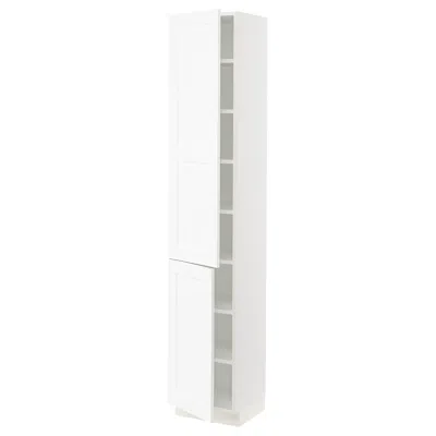 Ikea Sektion High Cabinet With Shelves/2 Doors, White Enköping/white Wood Effect, 15x15x80 "