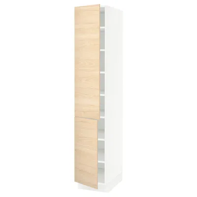 Ikea Sektion High Cabinet With Shelves/2 Doors, White/askersund Light Ash Effect, 15x24x80 " In Neutral
