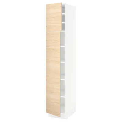 Ikea Sektion High Cabinet With Shelves/2 Doors, White/askersund Light Ash Effect, 15x24x80 " In Brown