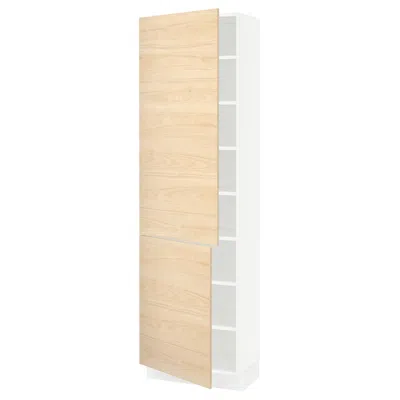 Ikea Sektion High Cabinet With Shelves/2 Doors, White/askersund Light Ash Effect, 24x15x80 "