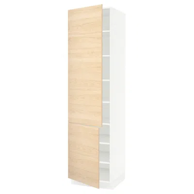 Ikea Sektion High Cabinet With Shelves/2 Doors, White/askersund Light Ash Effect, 24x24x90 " In Brown