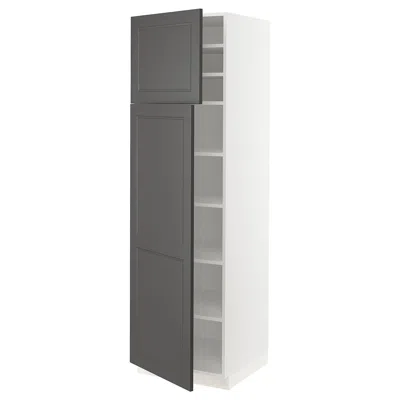 Ikea Sektion High Cabinet With Shelves/2 Doors, White/axstad Dark Gray, 24x24x80 "