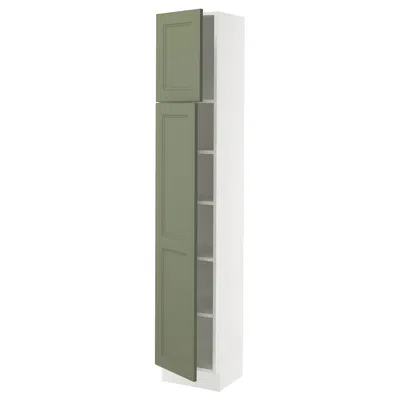 Ikea Sektion High Cabinet With Shelves/2 Doors, White/axstad Gray-green, 15x15x80 "