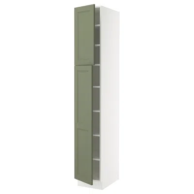 Ikea Sektion High Cabinet With Shelves/2 Doors, White/axstad Gray-green, 15x24x90 "