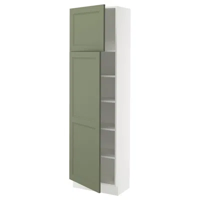 Ikea Sektion High Cabinet With Shelves/2 Doors, White/axstad Gray-green, 24x15x80 "