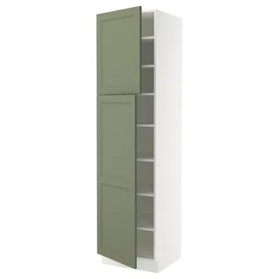 Ikea Sektion High Cabinet With Shelves/2 Doors, White/axstad Gray-green, 24x24x90 "