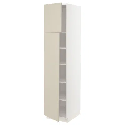 Ikea Sektion High Cabinet With Shelves/2 Doors, White/havstorp Beige, 18x24x80 " In Gray
