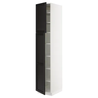Ikea Sektion High Cabinet With Shelves/2 Doors, White/lerhyttan Black Stained, 18x24x90 "