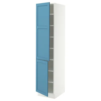 Ikea Sektion High Cabinet With Shelves/2 Doors, White/lerhyttan Blue, 18x24x80 "