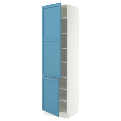 Ikea Sektion High Cabinet With Shelves/2 Doors, White/lerhyttan Blue, 24x24x90 "