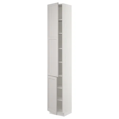 Ikea Sektion High Cabinet With Shelves/2 Doors, White/lerhyttan Light Gray, 15x15x90 "
