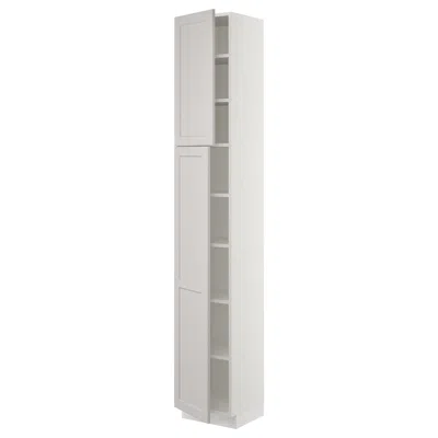 Ikea Sektion High Cabinet With Shelves/2 Doors, White/lerhyttan Light Gray, 15x15x90 "