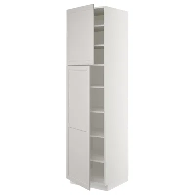 Ikea Sektion High Cabinet With Shelves/2 Doors, White/lerhyttan Light Gray, 24x24x90 "