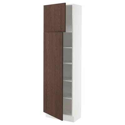 Ikea Sektion High Cabinet With Shelves/2 Doors, White/sinarp Brown, 24x15x80 "