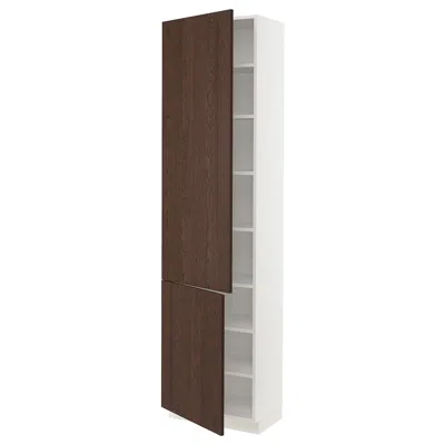 Ikea Sektion High Cabinet With Shelves/2 Doors, White/sinarp Brown, 24x15x90 "