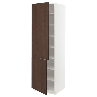 Ikea Sektion High Cabinet With Shelves/2 Doors, White/sinarp Brown, 24x24x80 "