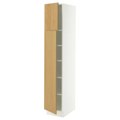 Ikea Sektion High Cabinet With Shelves/2 Doors, White/sinarp Oak Veneer, 15x24x80 "
