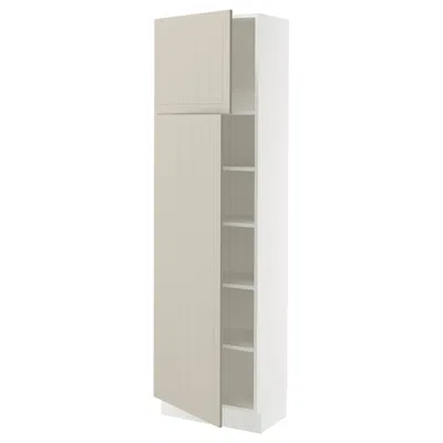 Ikea Sektion High Cabinet With Shelves/2 Doors, White/stensund Beige, 24x15x80 " In Gray