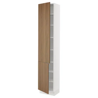 Ikea Sektion High Cabinet With Shelves/2 Doors, White/tistorp Brown Walnut Effect, 18x15x90 "