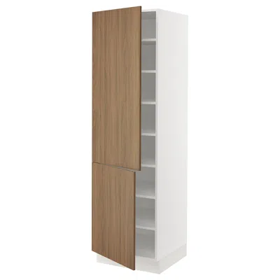 Ikea Sektion High Cabinet With Shelves/2 Doors, White/tistorp Brown Walnut Effect, 24x24x80 "