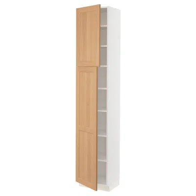 Ikea Sektion High Cabinet With Shelves/2 Doors, White/vedhamn Oak, 18x15x90 "