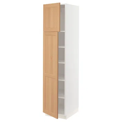 Ikea Sektion High Cabinet With Shelves/2 Doors, White/vedhamn Oak, 18x24x80 "