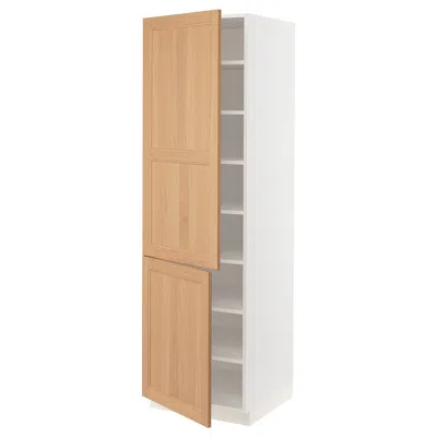 Ikea Sektion High Cabinet With Shelves/2 Doors, White/vedhamn Oak, 24x24x80 " In Brown
