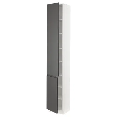 Ikea Sektion High Cabinet With Shelves/2 Doors, White/voxtorp Dark Gray, 15x15x90 "
