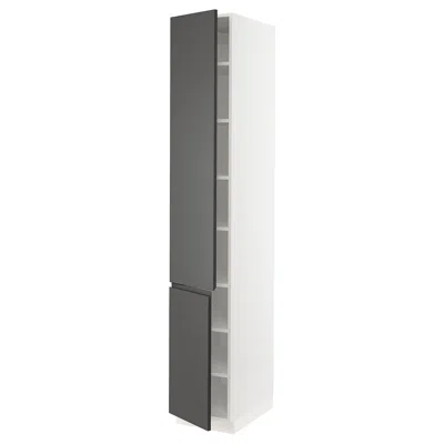 Ikea Sektion High Cabinet With Shelves/2 Doors, White/voxtorp Dark Gray, 15x24x90 " In Black