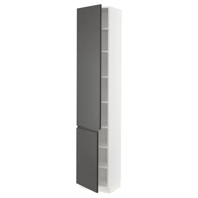Ikea Sektion High Cabinet With Shelves/2 Doors, White/voxtorp Dark Gray, 18x15x90 "