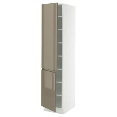 Ikea Sektion High Cabinet With Shelves/2 Doors, White/voxtorp High-gloss Dark Grey-brown, 18x24x80 "